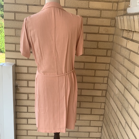 โDONATEDโPeach Blush Button Up V-neck Tie Waist Dress - Picture 6 of 15